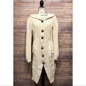 Chunky Cable Knit Merino Wool Cardigan